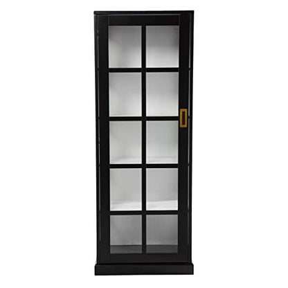 24 inches Long Burland Tall Curio Cabinet, Game Room with Open Concept Living Space Transitional Style, Black
