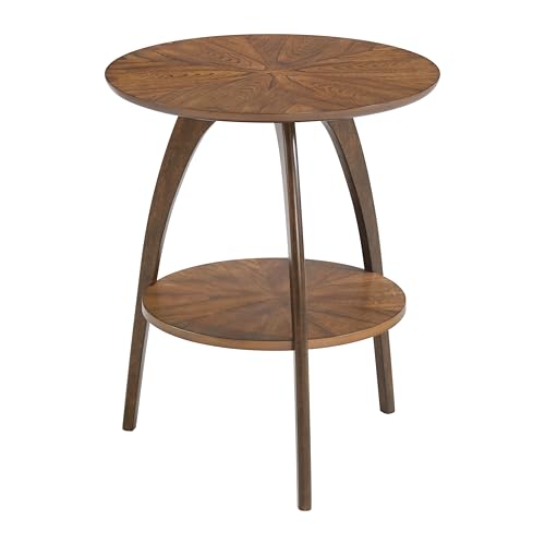 Retro Modern Solid Grain Side Table in Nutmeg and Espresso for Living Room, view 7