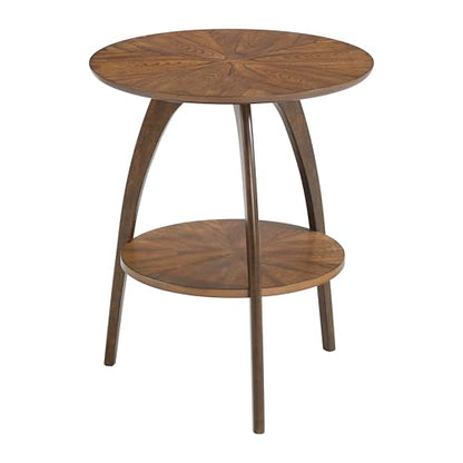 Retro Modern Solid Grain Side Table in Nutmeg and Espresso for Living Room, view 7