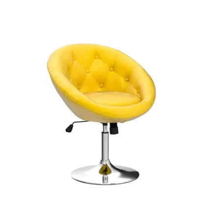 Noas Velvet Upholstered Tufted Back Swivel Accent Chair, Yellow