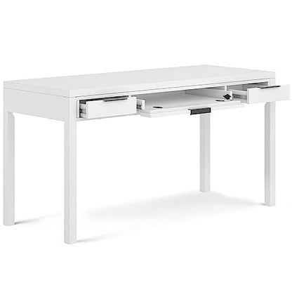 Hollander 60" Wide Solid Wood Writing Desk in White, view 5