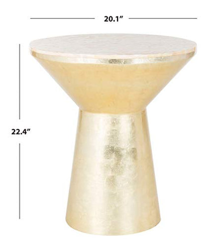 Safavieh Home Collection Fae Mosaic Top Round Pink Champagne and Gold Side Table