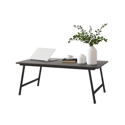 Black Coffee Table Foldable,Center Tables Modern Style, Industrial Wood Tabletop and Metal Frame, Accent Furniture for Home Office, Living Room,End Table,Tea Table, No Assembly