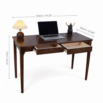 Solid Wood Desk with Drawers, 47inch Walnut Computer Desk, view 3