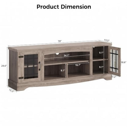 Farmhouse TV Stand for 75 Inch TV, Light Rustic Oak, view 3