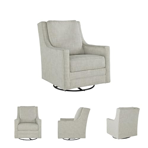 Signature Design by Ashley Kambria Casual Upholstered Swivel Glider Accent Chair, Gray