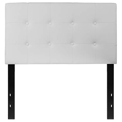 Size Headboard in White Twin Button Tufted Headboard, Adjustable Bed Rail Slots, view 6