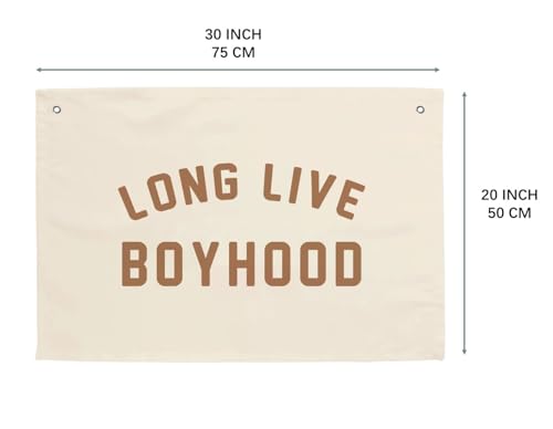Long Live Boyhood Hanging Flag 20X30 Banners Orange Canvas Wall Decor Art Sign Boys Room Boy Bedroom Banner Toddler Playroom Baby Kids Nursery Fabric Flags Tapestry