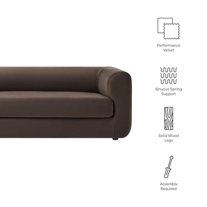 Leif Performance Velvet Upholstered Sofa – 89 Inch Modern Tuxedo Sofa – Comfy 3 Seater Velvet Couch
