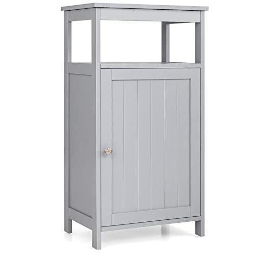 Bathroom Floor Storage Cabinet, Multifunctional Free Standing Cabinet with Single Door and Adjustable Shelf, Side Cabinet for Home Living Room Office(Grey)