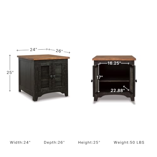 Signature Design by Ashley Storage End Table, Farmhouse Rustic, Black/Brown, view 4