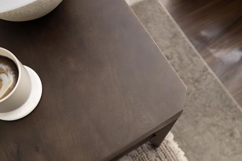 Talcott Modern Rectangle Wood Side Table; 22 x 14 x 26; Dark Brown; Transitional Decorative Two-Tier End Table for Use as a Bedroom Nightstand or Living Room Accent