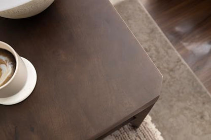 Talcott Modern Rectangle Wood Side Table; 22 x 14 x 26; Dark Brown; Transitional Decorative Two-Tier End Table for Use as a Bedroom Nightstand or Living Room Accent