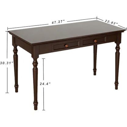 French Country Style Writing Desk, 47'' Walnut Solid Wood Computer Table, view 3