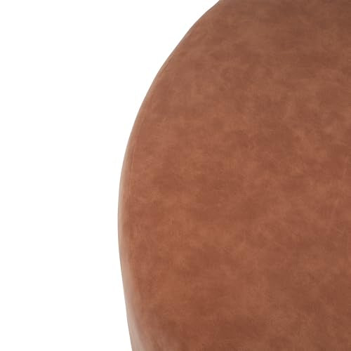 GAVI PU Leather Ottoman Foot Stool, 30" Pouf Footstool Ottoman Seat, Upholstered Foot Chair, Round Footrest, Modern Side Table for Living Room Bedroom Home Decor, Cognac Brown