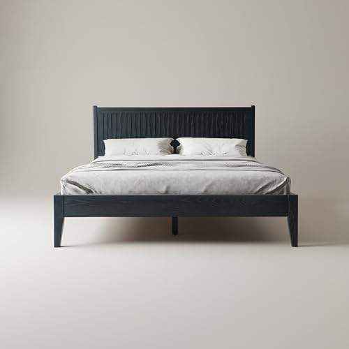King Size Platform Bed Frame, Solid Wood Bed with Headboard & Footboard, view 3