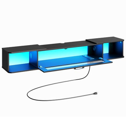 Floating TV Stand with LED Light Power Outlet for TVs up to 65”, view 2