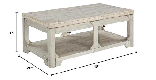 Whitewash farmhouse lift top coffee table and end table set, view 4