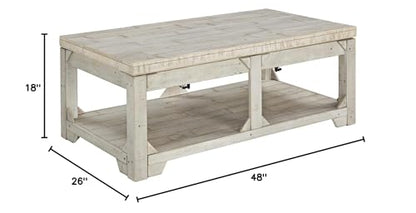 Whitewash farmhouse lift top coffee table and end table set, view 4