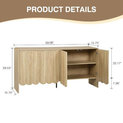 Sideboard Buffet Cabinet, Accent Storage Cabinets with 4 Doors, view 3
