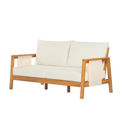Crew Acacia Wood Outdoor Loveseat and Coffee Table Set, view 8