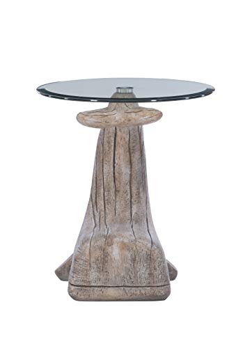 Powell Peabody Whale Brown Driftwood Accent Table with Glass Top
