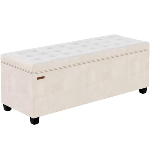 Velvet Storage ottoman bench with legs, 43.5”W x 15.7”D x 15.7”H, view 2