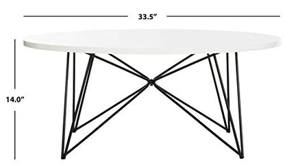 Safavieh Home Collection Maris Modern White Lacquer Round Hairpin Leg Coffee Table