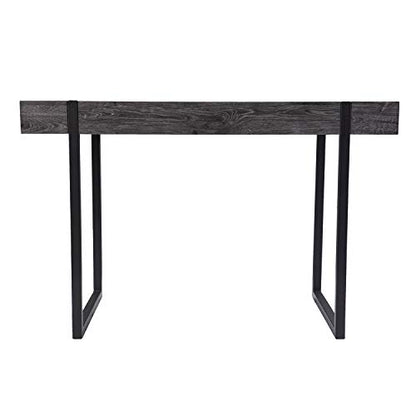 Harkriven Small Space Desk - Transitional Design, Black Iron and Wood - Ideal for Home Office, Bedroom (HO1094537)