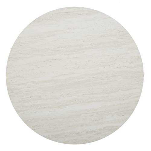 Luna Faux Stone Round Coffee Table, Champagne