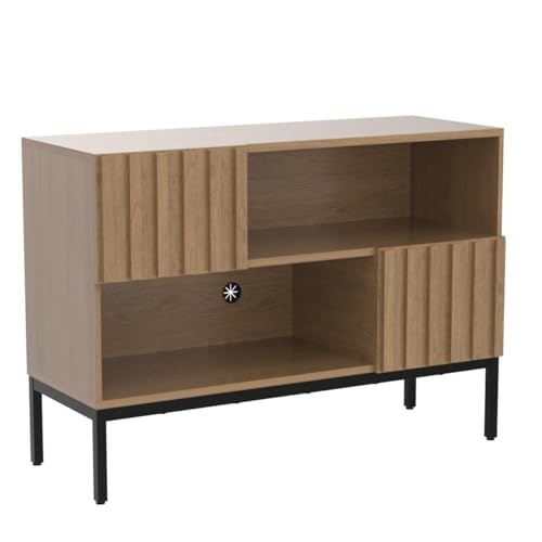 Norwin Entryway Table, Sturdy Modern Rustic Industrial Farmhouse Sofa Table, Display Storage Shelf, Accent Cabinet, Oak Wood TV Stand, Entertainment Center, Media Console, Living Room (Single)