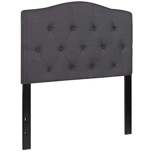 Tufted Upholstered Twin Size Headboard in Dark Gray Fabric