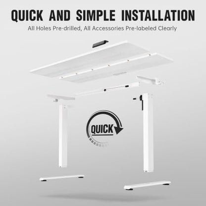 63×27.6 Inch Large Electric Standing Desk, Gaming Table, White, view 5