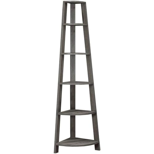 Monarch Specialties Corner Accent Etagere, 72"H, Dark Taupe