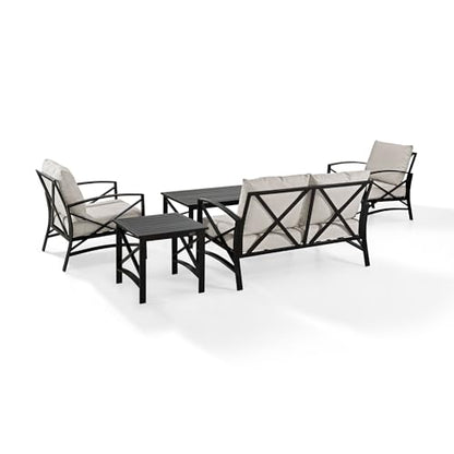 Crosley Furniture KO70133WH-OL St. Augustine 2-Piece Outdoor Wicker Seating Set (Loveseat and Coffee Table), Weathered White with Oatmeal Cushions