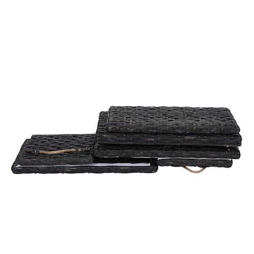HPM9003D Jacob 31.5" Handwoven Wicker Storage Trunk, Distressed Black, Collapsible for flat storage, for Office, Dorm Room, Entryway, Bedroom, Dining Room