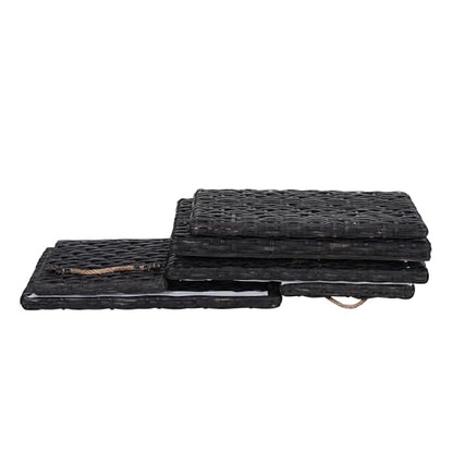HPM9003D Jacob 31.5" Handwoven Wicker Storage Trunk, Distressed Black, Collapsible for flat storage, for Office, Dorm Room, Entryway, Bedroom, Dining Room