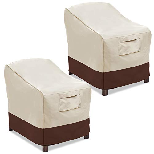 Patio Chair Covers, Lounge Deep Seat Cover, Heavy Duty and Waterproof Outdoor Lawn Patio Furniture Covers (2 Pack - Large, Beige & Brown)