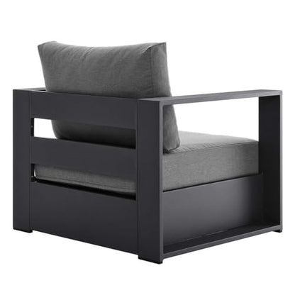 Tahoe Aluminum Outdoor Patio Armchair in Gray Charcoal