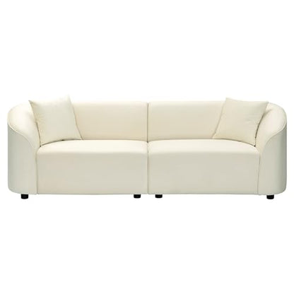 87" Large Couch, Comfy Upholstered Loveseat with Extra Deep Seats, Velvet Sofa for Living Room Apartment Office, Beige