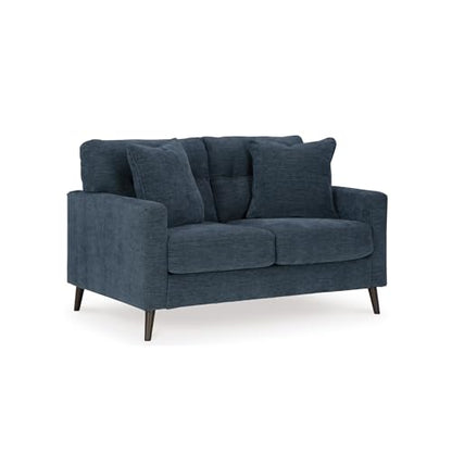 Signature Design by Ashley Bixler Classic Tufted Loveseat with Removable Cushions, Blue