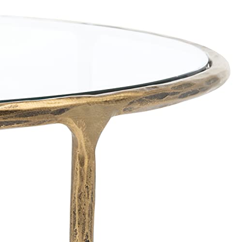SAFAVIEH Couture Home Collection Jessa Brass Metal/Tempered Glass Top Round Coffee Table (Fully Assembled)
