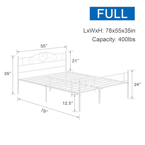 14 Inch Full Size Metal Platform Bed Frame with Headboard and Footboard, view 3