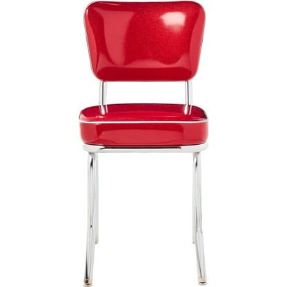 Glitter Sparkle Retro Chrome Kitchen Chair with 2" Box Seat, Red