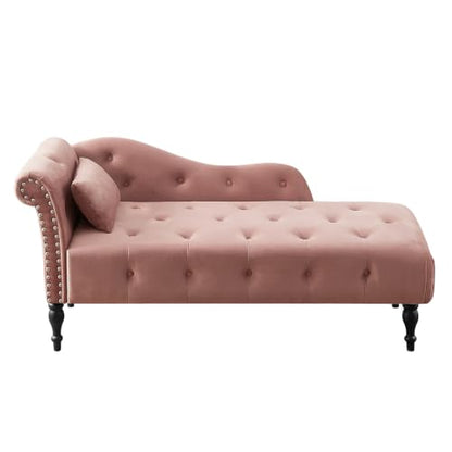 60.6" Velvet Chaise Lounge Chair Indoor for Living Room, Rose, view 5