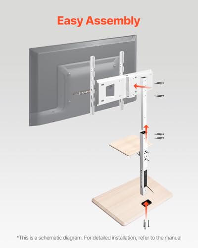 Rolling TV Stand, Mobile TV Cart for 32-70 Inch Screens, 25° Left-Right Rotation and Height Adjustable TV Mount with Tray, Holds up to 88 lbs for Corner, Bedroom, Outdoor, Max VESA 600x400mm