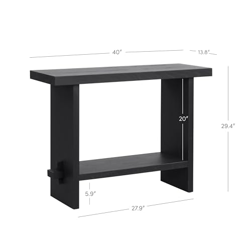 Nathan James Virgo Wood Accent Storage Console Sofa Table, for Entryway, Hallway or Living Room, Reclaimed Black Oak