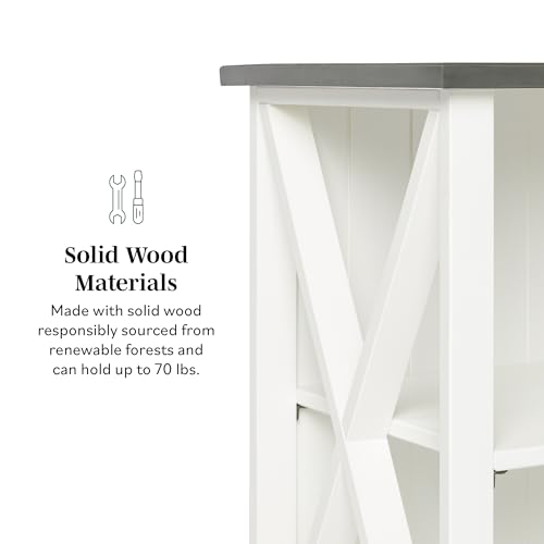 2 Tier Modern Farmhouse Wood Bookcase Bookshelf Storage Home Office Storage Cabinet, 52 Inch, White