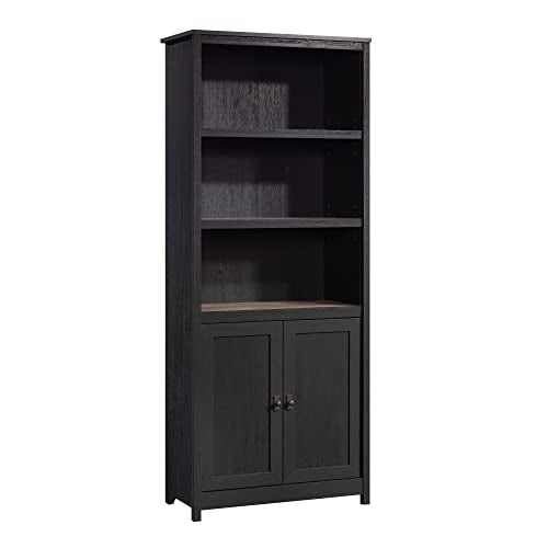 Cottage Road Book Shelf, Bookshelf with Storage, Library Bookcase with Doors and Adjustable Shelves, in Raven Oak Finish