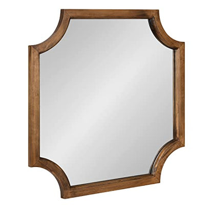 Hogan Scalloped Square Mirror; 24 x 24; Rustic Brown; Decorative Modern Farmhouse Wall Mirror for Display with Unique Shape and Large Size